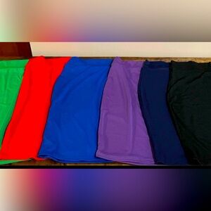 6 skirts- no size- guessing Junior S or M. Lots of stretch.  No lining!